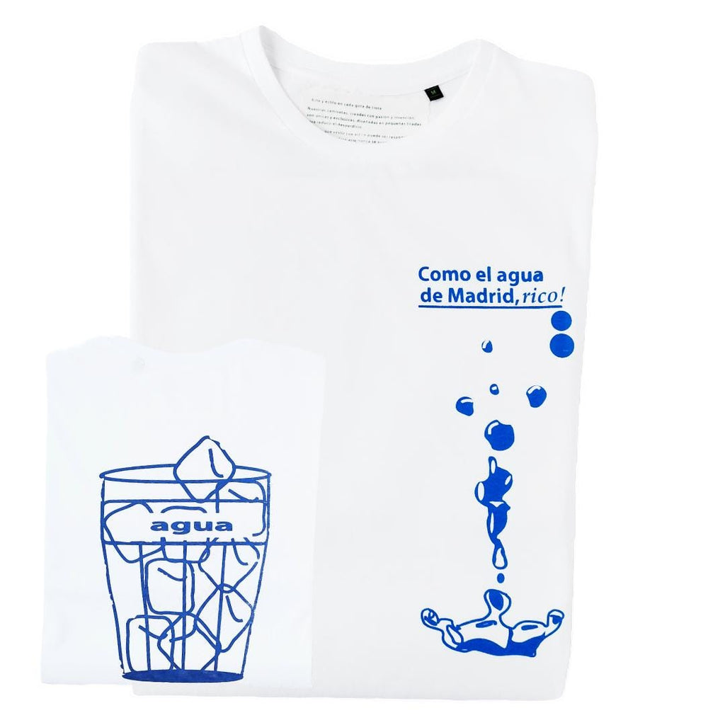 Serigrafía artesanal Agua de Madrid en camiseta orgánica