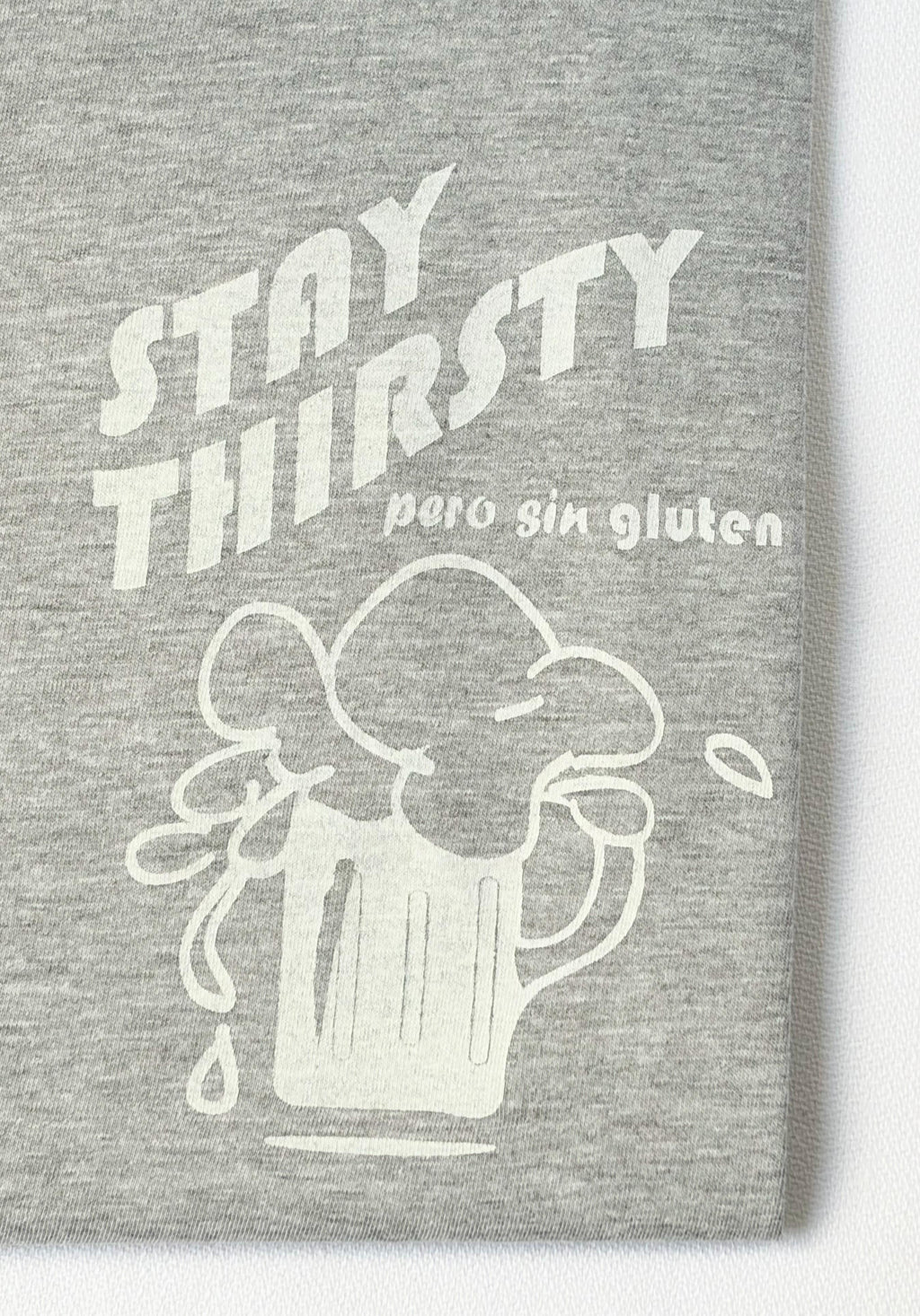 Camiseta orgánica los listos lo saben pero sin gluten diseño de edición limitada de gota goteo pecho detalle