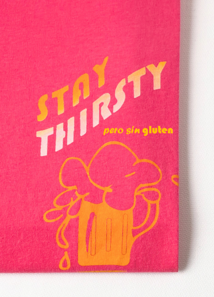 Camiseta Los listos lo saben pero sin  gluten de gota goteo textura  rosa edicion-01